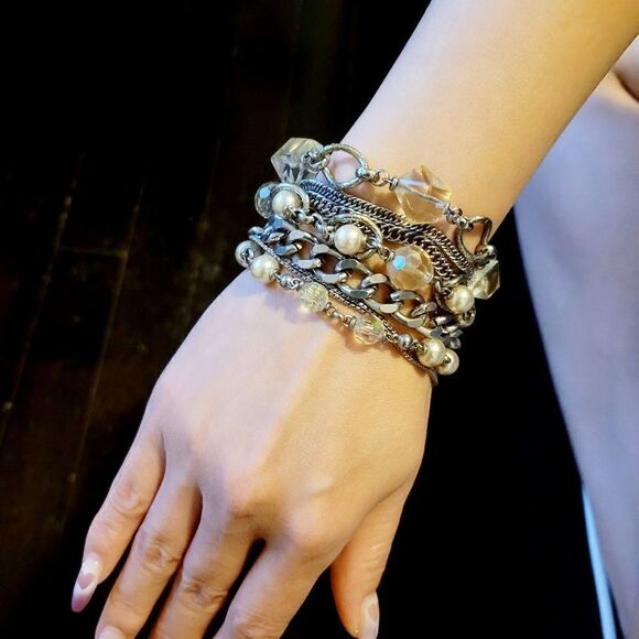 Vintage silver crystal style bracelets - Picture 2 of 6